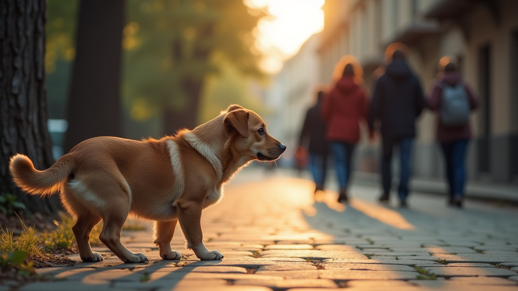 ber hrender stra enhund