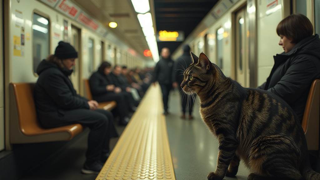 streunenden u bahn katze